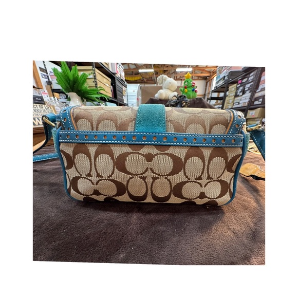 Authentic Coach Brown and Teal crossbody - Picture 5 of 14